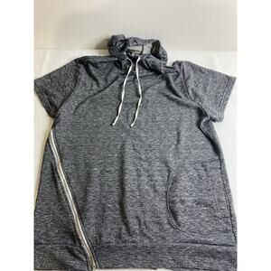 BROOKLYN EXPRESS Women's Black  Grey Hoodie Sweatshirt Medium Short Sleeves EUC